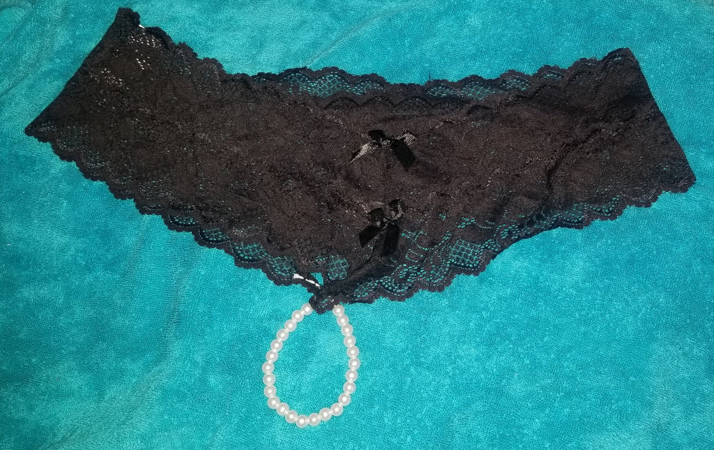 lace black crotchless with pearl string