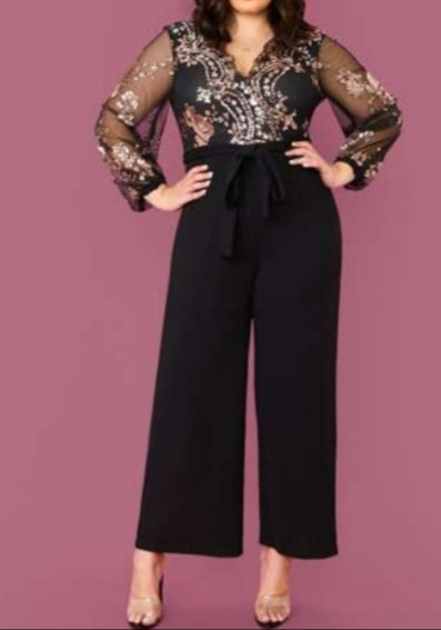 sheer top wideleg  jumpsiut