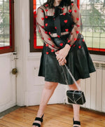 leather like flare skirt