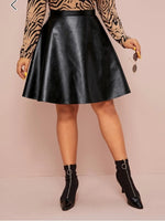 leather like flare skirt