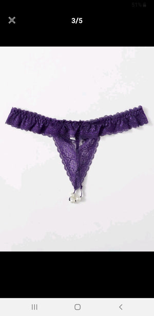 lace thongs with pearls